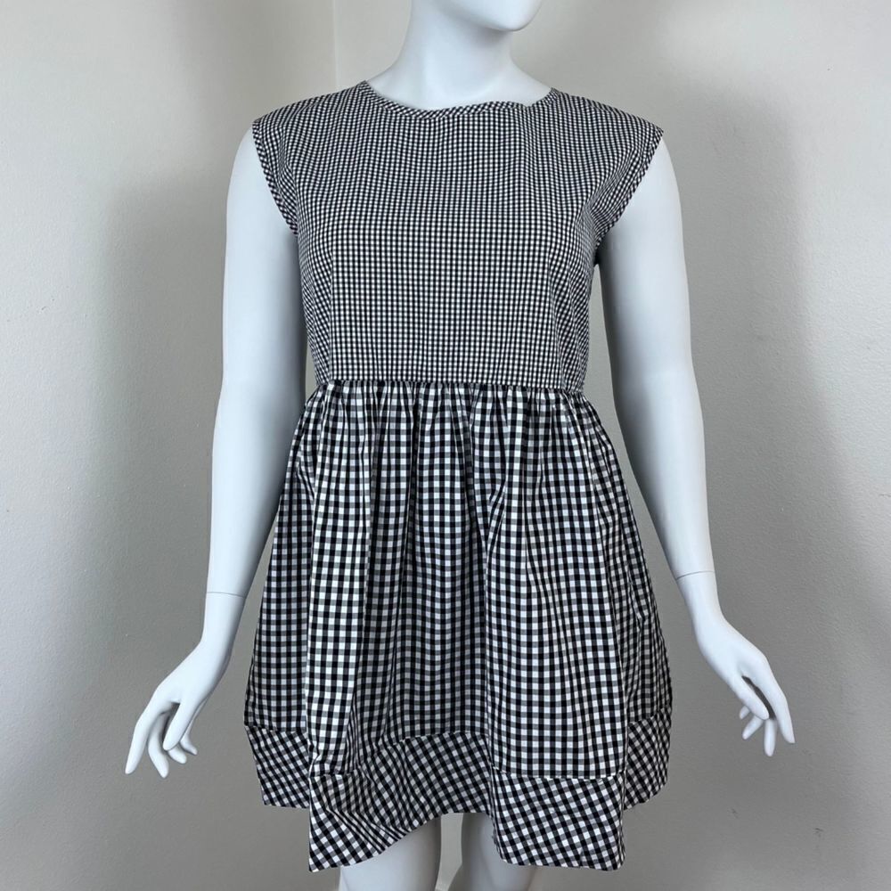 Madewell Women Size L Crepe Gingham Cotton Fit & Flare Baby Doll Mini NEW Dress - Picture 5 of 17